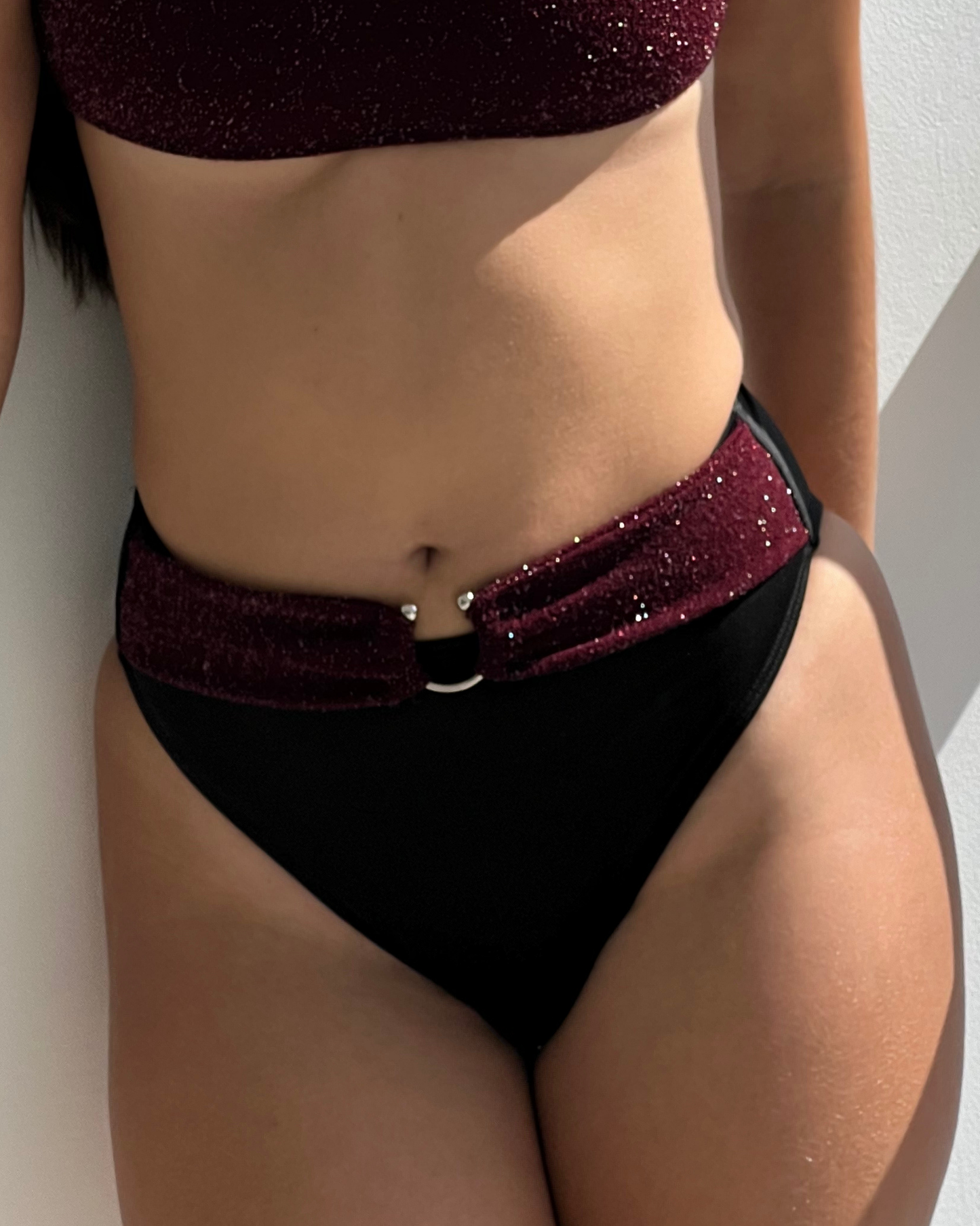 Ancla - High-Waist Bikini Bottom with Metal Ring