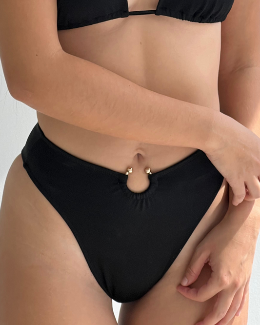 Black  bikini bottom with golden ring