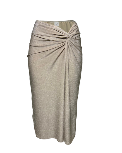 Gloria - Nude shimmer knot side pareo skirt